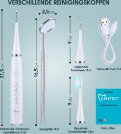 Merkloos Tandsteen Verwijderaar Elektrisch – Tandenborstel Opzetstukken - Tandarts Spiegel - 5 Standen -Wit -Mondelinge Benodigdheden Winkel 1086x1200 3