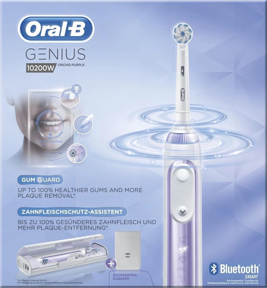 Oral B Oral-B Genius 10200W Orchid Purple Elektrische Tandenborstel Paars/Wit 4 Oral B Oral-B Genius 10200W Orchid Purple Elektrische Tandenborstel Paars/Wit - Afbeelding 2