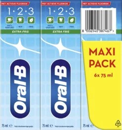 Oral B Oral-B 1.2.3 Mint Frisse - Tandpasta - 6 X75 Ml -Mondelinge Benodigdheden Winkel 1125x1200