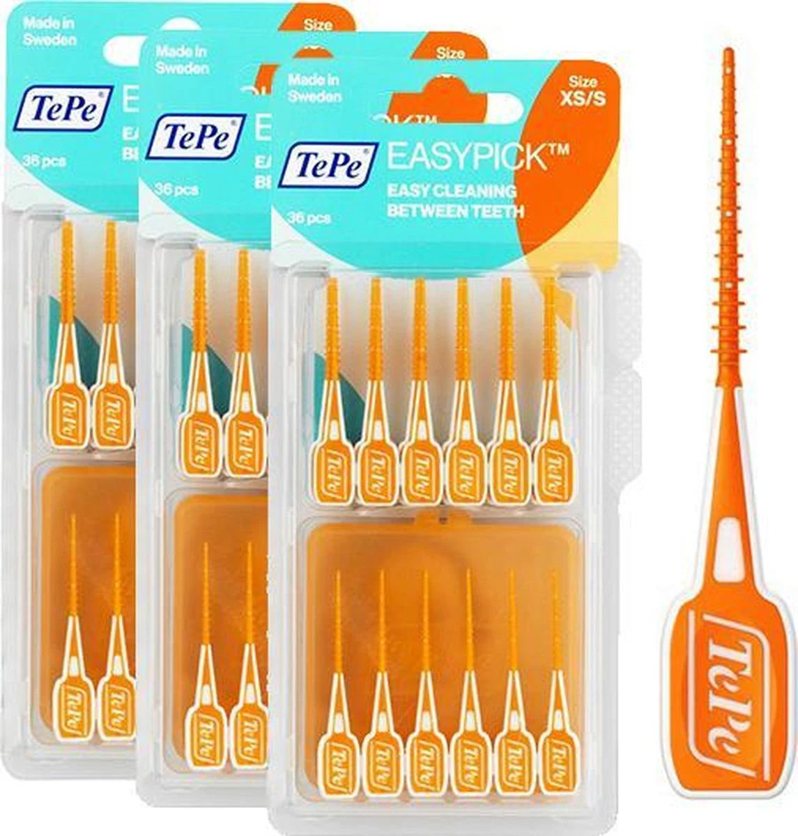 TePe Easypick XS/S Oranje - 3 X 36 Stuks - Voordeelverpakking 3 TePe Easypick XS/S Oranje - 3 X 36 Stuks - Voordeelverpakking