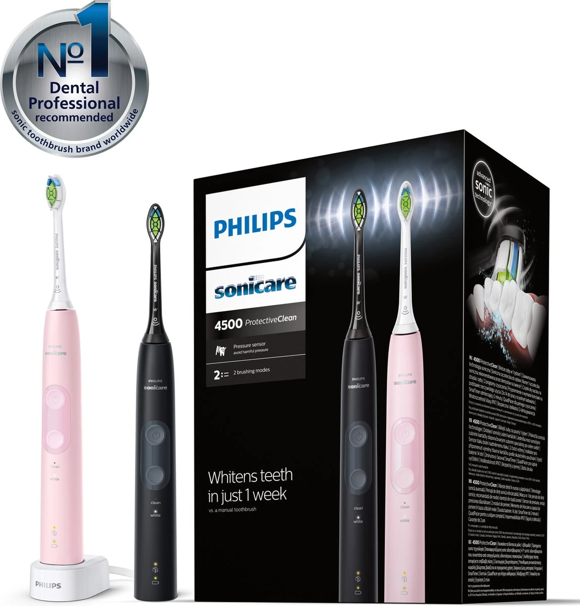 Philips Sonicare ProtectiveClean 4500 Series HX6830/35 - Elektrische Tandenborstel - Roze & Zwart 4 Philips Sonicare ProtectiveClean 4500 Series HX6830/35 - Elektrische Tandenborstel - Roze & Zwart - Afbeelding 2
