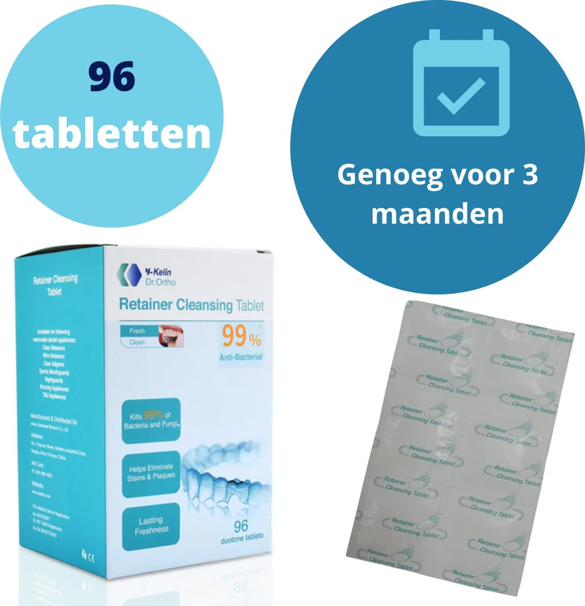 Dr. Ortho Reinigingstabletten 96 Stuks - Bitje - Tanden - Beugel - Kunstgebit - Voordeelverpakking 3 Dr. Ortho Reinigingstabletten 96 Stuks - Bitje - Tanden - Beugel - Kunstgebit - Voordeelverpakking
