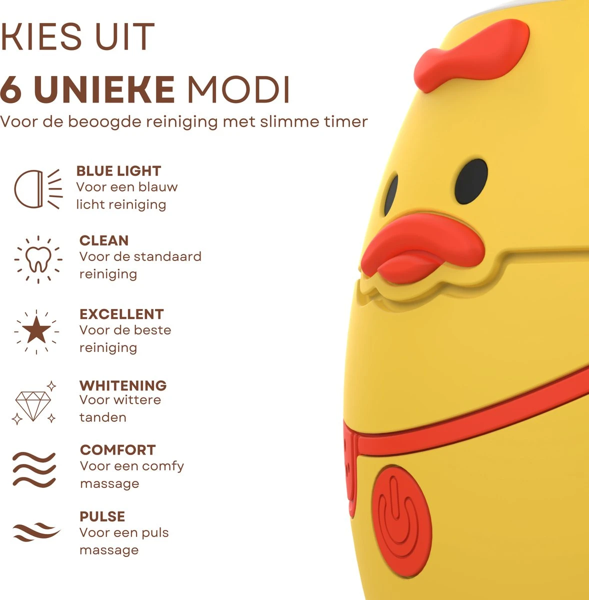 Merkloos Elektrische Sonische Tandenborstel Voor Kinderen Tussen 2 T/m 6 Jaar Met Timer - Elektrische Kindertandenborstel - 360º Graden - 6 Poetsmodus - IPX7 Waterbestendig - Geel 4 Merkloos Elektrische Sonische Tandenborstel Voor Kinderen Tussen 2 T/m 6 Jaar Met Timer - Elektrische Kindertandenborstel - 360º Graden - 6 Poetsmodus - IPX7 Waterbestendig - Geel - Afbeelding 2