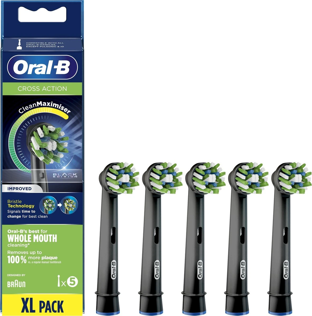 Oral B Oral-B CrossAction Opzetborstel Black Edition Met CleanMaximiser-technologie, Verpakking Van 5 Stuks 4 Oral B Oral-B CrossAction Opzetborstel Black Edition Met CleanMaximiser-technologie, Verpakking Van 5 Stuks - Afbeelding 2