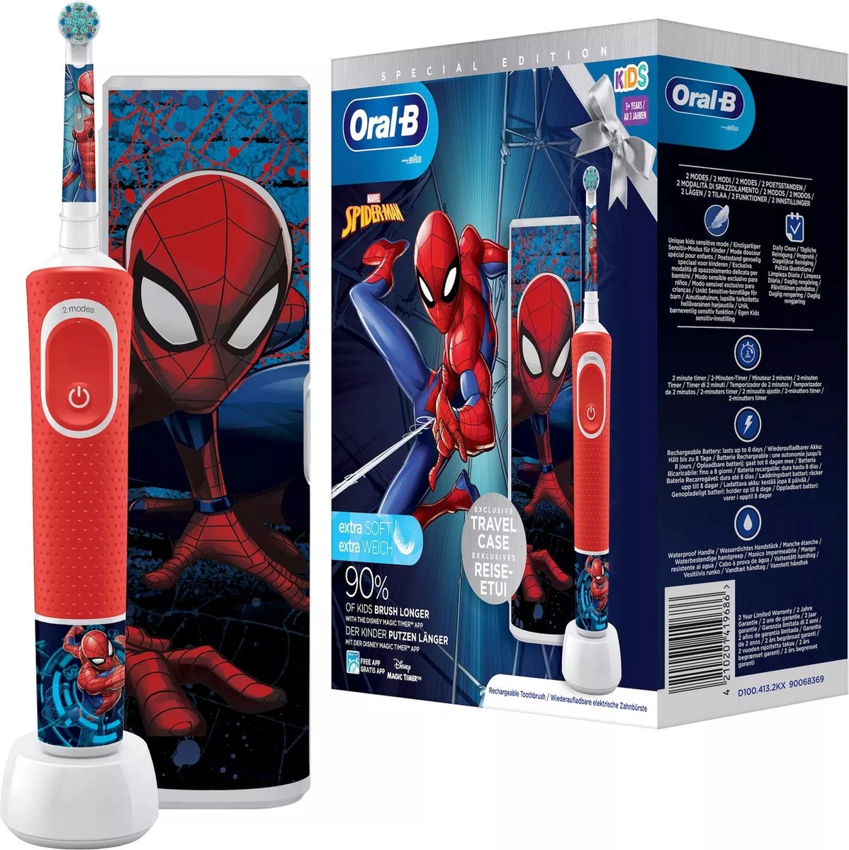 Oral B Oral-B Spiderman Elektrische Tandenborstel + Reisetui 3 Oral B Oral-B Spiderman Elektrische Tandenborstel + Reisetui