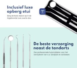 Tandarts Setje - Professioneel - Tandsteen Verwijderaar – Mondspiegel – Tandartshaakje – Tandsteenhaakje - Gebitsverzorging – Inclusief Luxe Etui - 6-delig - RVS -Mondelinge Benodigdheden Winkel 1200x1057
