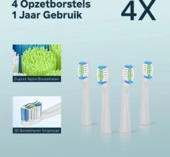 Bintoi® ISonic Pro Series D700 - Elektrische Tandenborstel - Ultra Whitening - 1 Handvat En 4 Opzetborstels - Oplaadbaar - Veilig Voor Douche - Gratis Reisetui - Wit -Mondelinge Benodigdheden Winkel 1200x1108