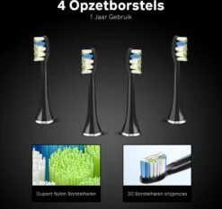 Bintoi® ISonic ProClean - Opzetborstels Elektrische Tandenborstel - 4 Stuks - Geschikt Voor Bintoi ISonic D700/D600 - Jaarvoorraad - Zwart -Mondelinge Benodigdheden Winkel 1200x1132 5