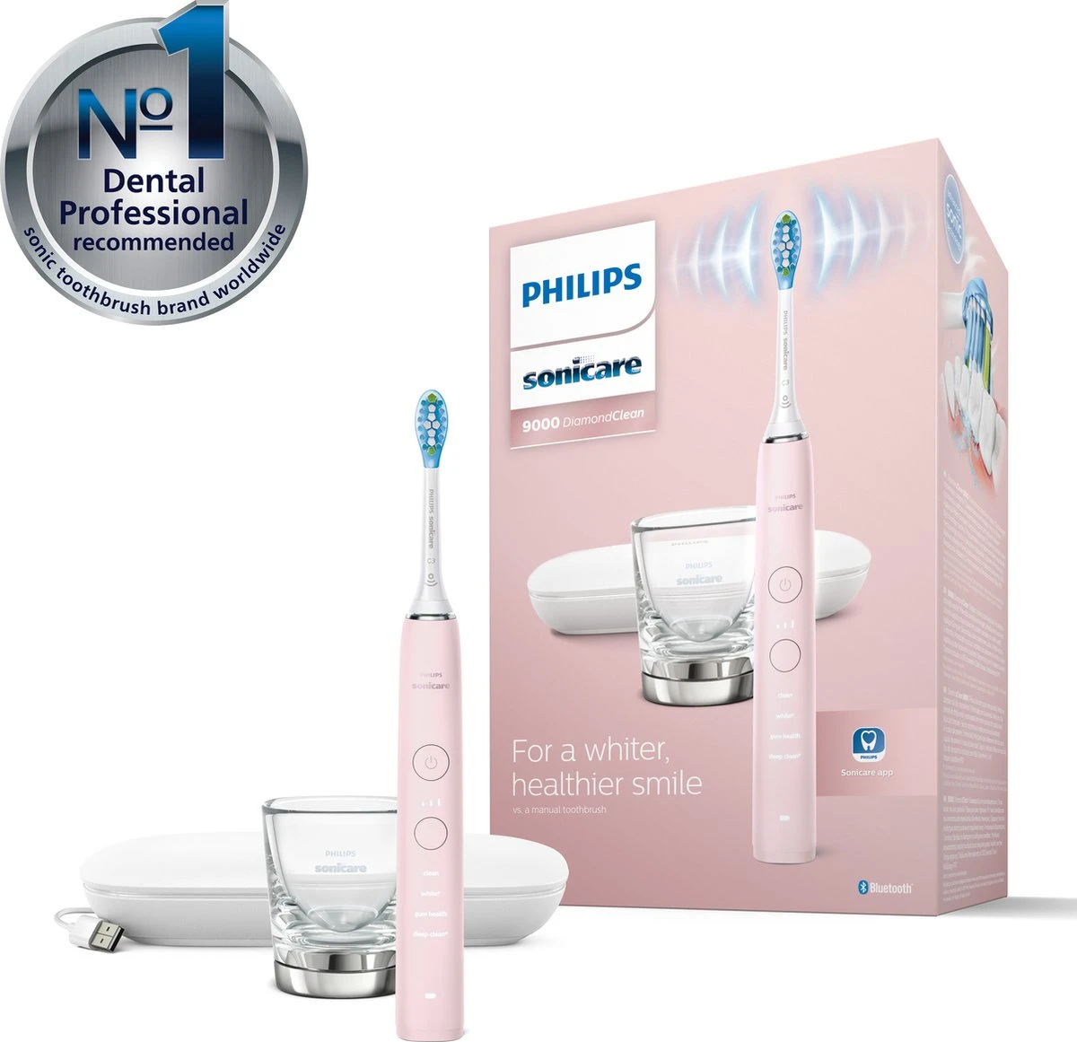 Philips Sonicare DiamondClean 9000 HX9911/29 - Luxe Elektrische Tandenborstel - Lichtroze 4 Philips Sonicare DiamondClean 9000 HX9911/29 - Luxe Elektrische Tandenborstel - Lichtroze - Afbeelding 2