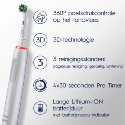 Oral B Oral-B Pro 3 3500 - Elektrische Tandenborstel - Wit 16 Oral B Oral-B Pro 3 3500 - Elektrische Tandenborstel - Wit -Mondelinge Benodigdheden Winkel 1200x1197 4