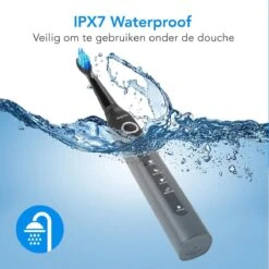 LifeGoods Elektrische Tandenborstel - Oplaadbaar - Veilig Voor Douche - 4 Opzetborstels - Zwart -Mondelinge Benodigdheden Winkel 1200x1198 87