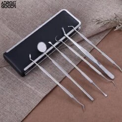 AdroitGoods 7 Delige RVS Tandarts Setje - Incl Haakje En Spiegel - Tandenstokers - Tandplak - Gebit Verzorging Setje -Mondelinge Benodigdheden Winkel 1200x1200 1057