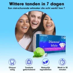 Diamond White - Teeth Whitening Strips - 28x Strips - Zonder Peroxide (0%) - Tandenbleekset - Tandenbleek Strips – Mint -Mondelinge Benodigdheden Winkel 1200x1200 1120