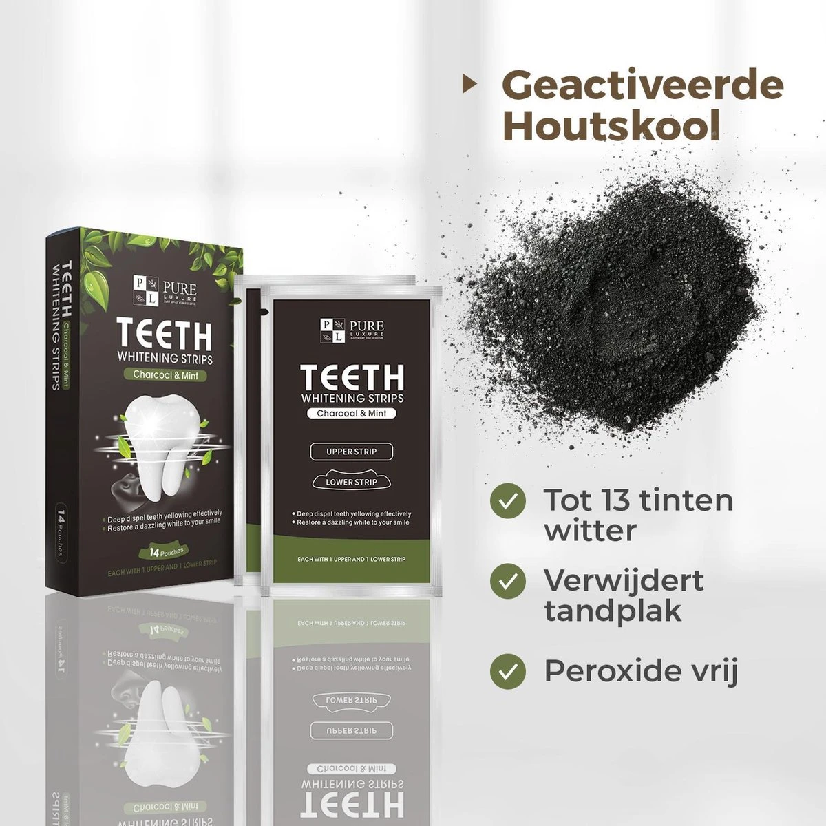 De Tanden Bleker - Pure Luxure - Professionele Tandenbleek Strips - 28 Strips - Teeth Whitening Strips - Wittere Tanden - Zonder Peroxide - Tanden Bleken 6 De Tanden Bleker - Pure Luxure - Professionele Tandenbleek Strips - 28 Strips - Teeth Whitening Strips - Wittere Tanden - Zonder Peroxide - Tanden Bleken - Afbeelding 4