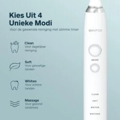 Bintoi® ISonic Pro Series D700 - Elektrische Tandenborstel - Ultra Whitening - 1 Handvat En 4 Opzetborstels - Oplaadbaar - Veilig Voor Douche - Gratis Reisetui - Wit -Mondelinge Benodigdheden Winkel 1200x1200 217