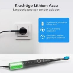 LifeGoods Elektrische Tandenborstel - Oplaadbaar - Veilig Voor Douche - 4 Opzetborstels - Zwart -Mondelinge Benodigdheden Winkel 1200x1200 293