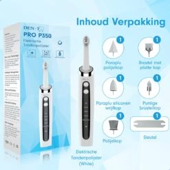 DEN-T® PRO P350 Elektrische Tandenpolijster - Wit - 5 Standen - 5 Opzetstukken - Polijstmachine - Polijstset - Tanden Polijsten - -Mondelinge Benodigdheden Winkel 1200x1200 388