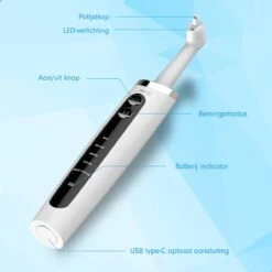 DEN-T® PRO P350 Elektrische Tandenpolijster - Wit - 5 Standen - 5 Opzetstukken - Polijstmachine - Polijstset - Tanden Polijsten - -Mondelinge Benodigdheden Winkel 1200x1200 389