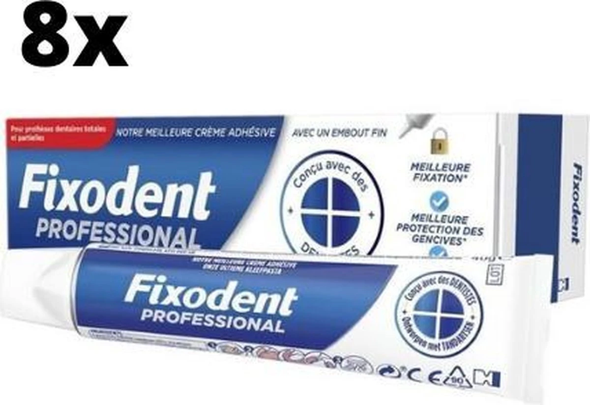 Fixodent Professional Kleefpasta - 8 X 40 Gram - Voordeelpakket 3 Fixodent Professional Kleefpasta - 8 X 40 Gram - Voordeelpakket