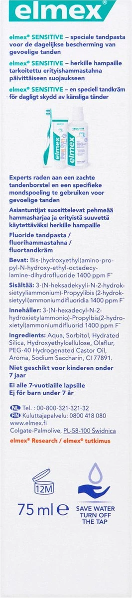 Elmex Sensitive Tandpasta 4 X 75ml - Voor Gevoelige Tanden - Voordeelverpakking 11 Elmex Sensitive Tandpasta 4 X 75ml - Voor Gevoelige Tanden - Voordeelverpakking - Afbeelding 9