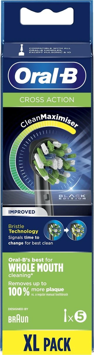 Oral B Oral-B CrossAction Opzetborstel Black Edition Met CleanMaximiser-technologie, Verpakking Van 5 Stuks 5 Oral B Oral-B CrossAction Opzetborstel Black Edition Met CleanMaximiser-technologie, Verpakking Van 5 Stuks - Afbeelding 3