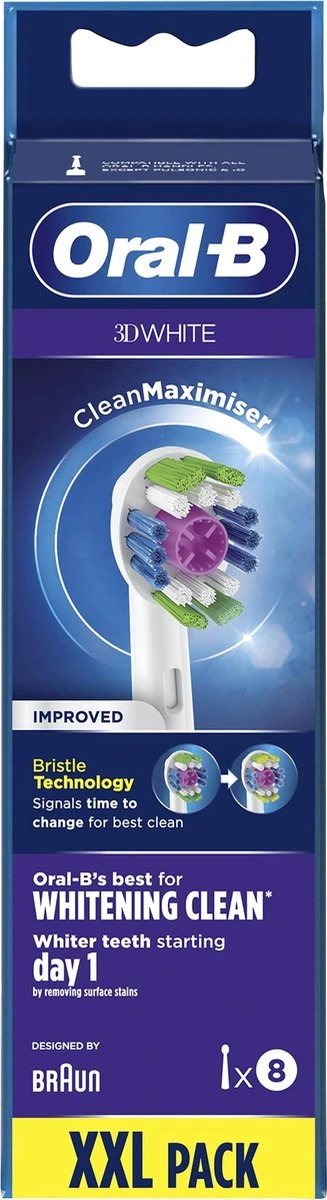Oral B Oral-B 3D White - Met CleanMaximiser-technologie - Opzetborstels - 8 Stuks 12 Oral B Oral-B 3D White - Met CleanMaximiser-technologie - Opzetborstels - 8 Stuks - Afbeelding 10