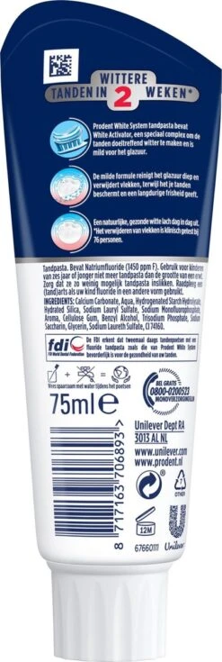 Prodent Whitening System Tandpasta - 12 X 75 Ml - Voordeelverpakking -Mondelinge Benodigdheden Winkel 403x1200