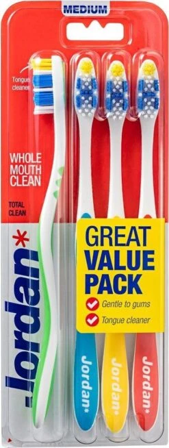 Jordan - Total Clean Tandenborstels Medium - 4 Stuks -Mondelinge Benodigdheden Winkel 453x1200 1