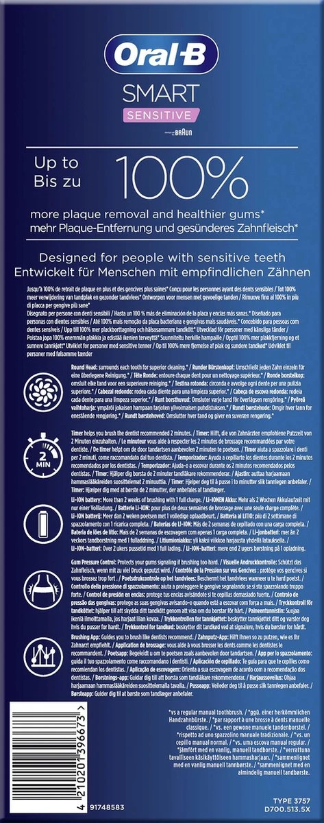 Oral B Oral-B Smart Sensitive - Elektrische Tandenborstel - Ontworpen Door Braun - 1 Handvat En 1 Opzetborstel 14 Oral B Oral-B Smart Sensitive - Elektrische Tandenborstel - Ontworpen Door Braun - 1 Handvat En 1 Opzetborstel - Afbeelding 12