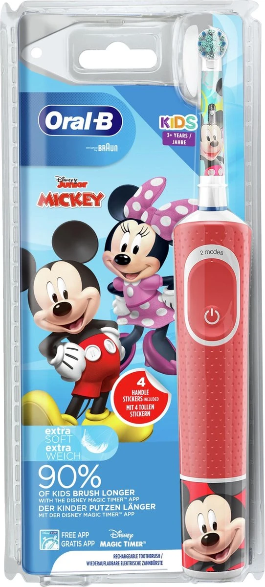 Oral B Oral-B Kids Mickey - Elektrische Tandenborstel - Powered By Braun - 1 Handvat En 1 Opzetborstel 3 Oral B Oral-B Kids Mickey - Elektrische Tandenborstel - Powered By Braun - 1 Handvat En 1 Opzetborstel