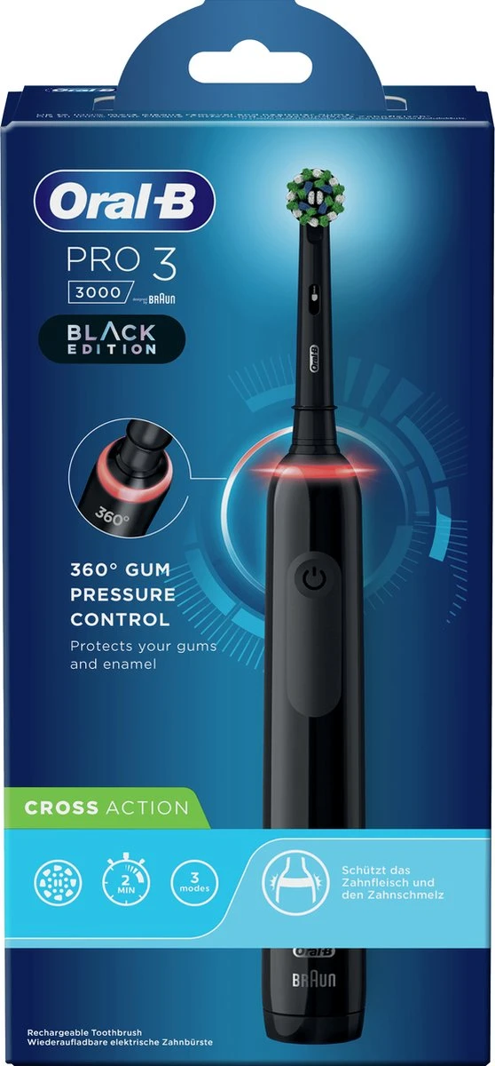 Oral B Oral-B Pro 3 3000 - Zwart - Elektrische Tandenborstel - Ontworpen Door Braun - Black Edition 11 Oral B Oral-B Pro 3 3000 - Zwart - Elektrische Tandenborstel - Ontworpen Door Braun - Black Edition - Afbeelding 9