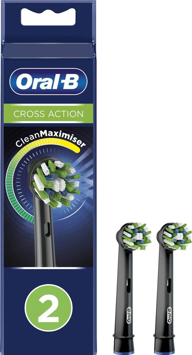 Oral B Oral-B CrossAction - Met CleanMaximiser-technologie - Opzetborstels - Zwart - 2 Stuks 3 Oral B Oral-B CrossAction - Met CleanMaximiser-technologie - Opzetborstels - Zwart - 2 Stuks