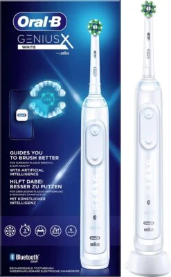 Oral B Oral-B Genius X - Wit - Elektrische Tandenborstel - Ontworpen Door Braun - 1 Handvat En 1 Opzetborstel -Mondelinge Benodigdheden Winkel 741x1200