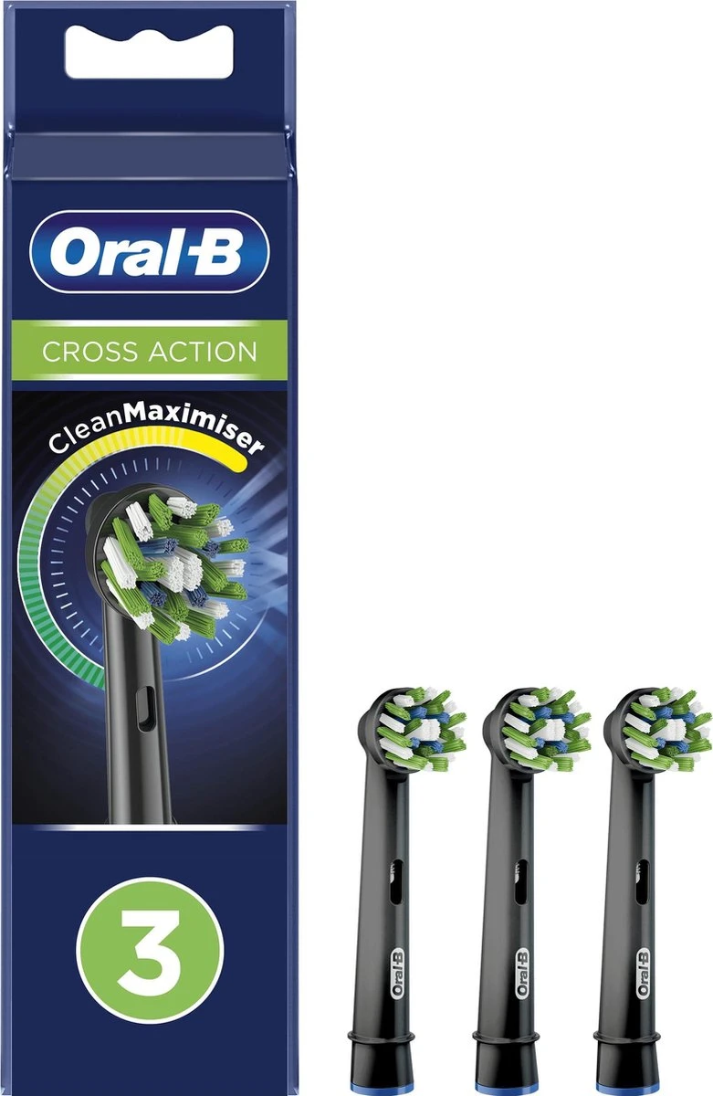 Oral B Oral-B CrossAction - Met CleanMaximiser-technologie - Opzetborstels - Zwart - 3 Stuks 3 Oral B Oral-B CrossAction - Met CleanMaximiser-technologie - Opzetborstels - Zwart - 3 Stuks