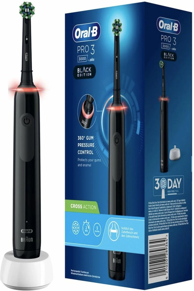 Oral B Oral-B Pro 3 3000 - Zwart - Elektrische Tandenborstel - Ontworpen Door Braun - Black Edition 3 Oral B Oral-B Pro 3 3000 - Zwart - Elektrische Tandenborstel - Ontworpen Door Braun - Black Edition