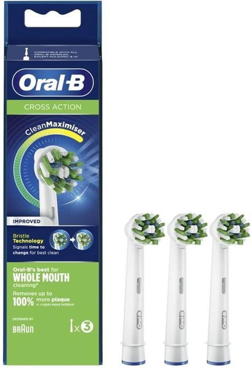 Oral B Oral-B CrossAction - Met CleanMaximiser-technologie - Opzetborstels - 3 Stuks 11 Oral B Oral-B CrossAction - Met CleanMaximiser-technologie - Opzetborstels - 3 Stuks - Afbeelding 9