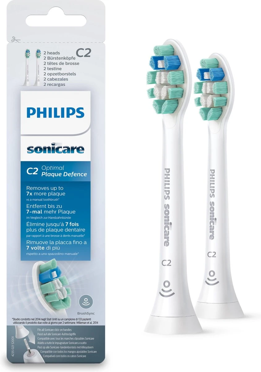 Philips Sonicare C2 Optimal Plaque Defence HX9022/10 - Opzetborstels - 2 Stuks 3 Philips Sonicare C2 Optimal Plaque Defence HX9022/10 - Opzetborstels - 2 Stuks