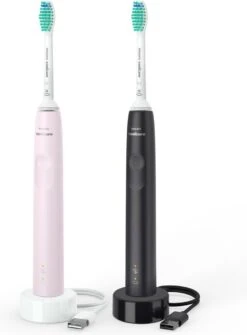 Philips Sonicare Series 3100 HX3675/15 - Elektrische Tandenborstel - Zwart & Roze - Duopack