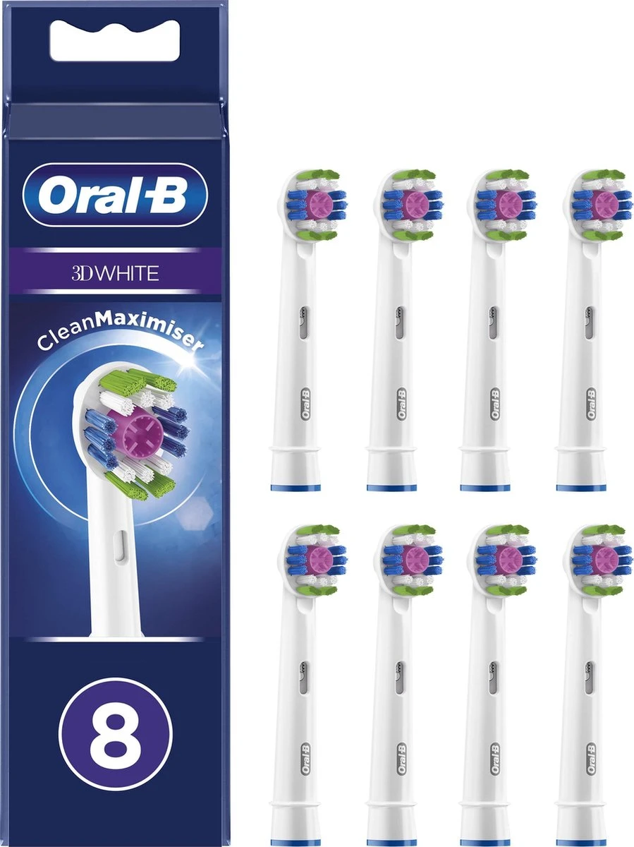 Oral B Oral-B 3D White - Met CleanMaximiser-technologie - Opzetborstels - 8 Stuks 3 Oral B Oral-B 3D White - Met CleanMaximiser-technologie - Opzetborstels - 8 Stuks