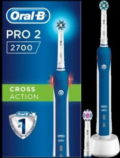 Oral B Oral-B Pro 2 2700 CrossAction - Elektrische Tandenborstel - Blauw, Wit -Mondelinge Benodigdheden Winkel 911x1200